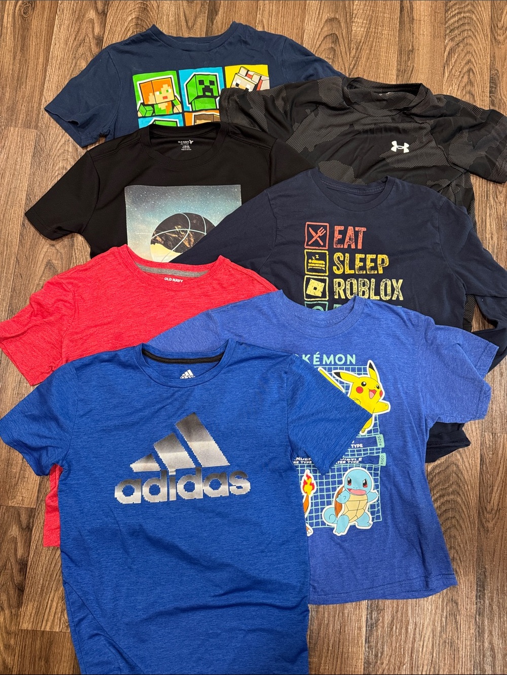 Lot of Size 10/12 Boys T-Shirts - Pokemon, Minecraft, Adidas, Roblox